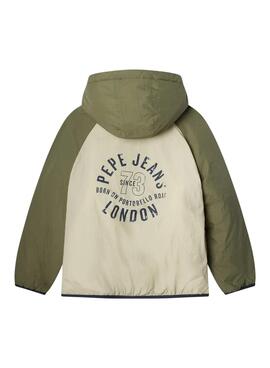 Veste Pepe Jeans Noel beige et verte pour enfant