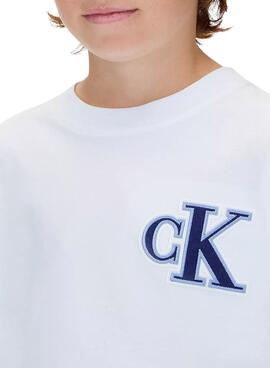 T-shirt Calvin Klein logo festif blanc enfant