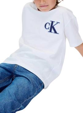 T-shirt Calvin Klein logo festif blanc enfant