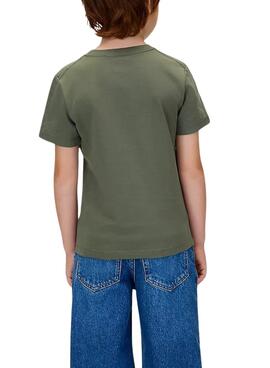 T-shirt Calvin Klein Monogram vert pour enfant.
