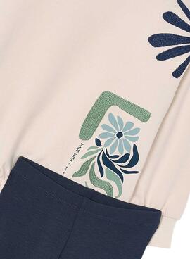 Ensemble pour fille en legging et sweat-shirt beige de Mayoral.