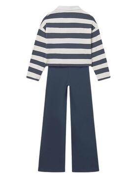 Ensemble Mayoral pantalon et polo à rayures bleues pour fille