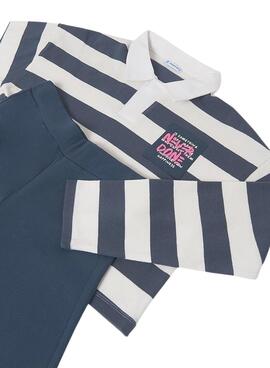 Ensemble Mayoral pantalon et polo à rayures bleues pour fille