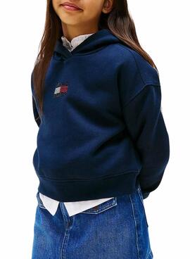 Pull Tommy Hilfiger Rhine Flag bleu marine pour fille