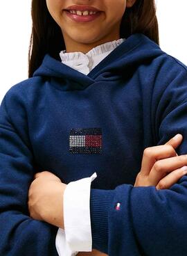 Pull Tommy Hilfiger Rhine Flag bleu marine pour fille
