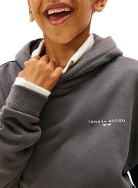 Sweat à capuche Tommy Hilfiger Mini Corp gris pour enfants