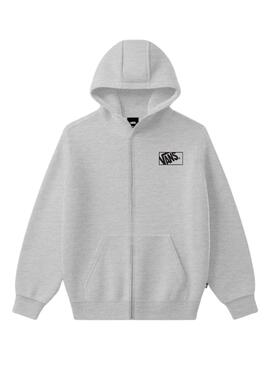 Sweat à capuche Vans à fermeture éclair Blocked Box gris pour enfants