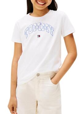 T-shirt Tommy Hilfiger Varsity logo blanc fille