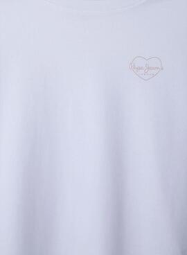T-shirt Pepe Jeans Amanda blanc avec logo pour fille
