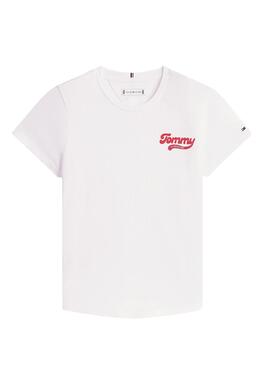 T-shirt Tommy Hilfiger Varsity slim blanc fille