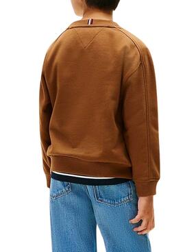 Sweat à capuche Tommy Hilfiger Varsity marron pour enfant