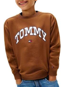 Sweat à capuche Tommy Hilfiger Varsity marron pour enfant