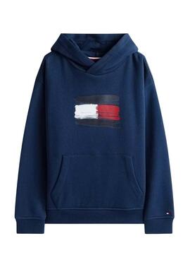 Sweat à capuche Tommy Hilfiger Flag Archive marine pour enfant