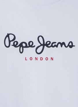 T-shirt Pepe Jeans New Herman logo blanc enfant