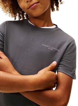 T-shirt Tommy Hilfiger Mini Corp gris pour enfants