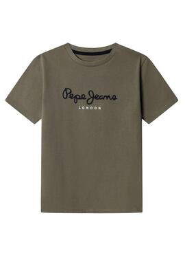T-shirt Pepe Jeans New Art logo vert pour enfant