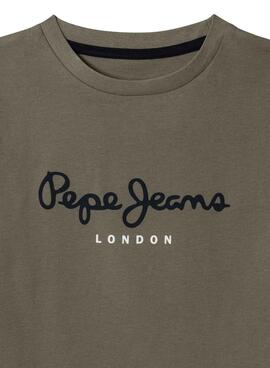 T-shirt Pepe Jeans New Art logo vert pour enfant