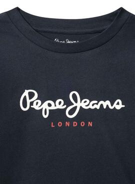 T-shirt Pepe Jeans New Herman logo marine enfant