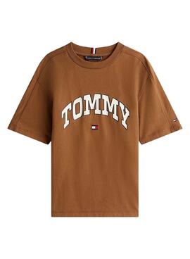 T-shirt Tommy Hilfiger Varsity marron pour enfant