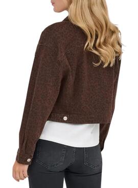 Veste en jean Only Anlie imprimé animal bordeaux.