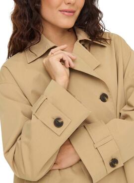 Parka Only Abril beige pour femme