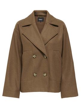 Manteau court Only Nancy marron pour femme