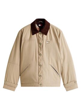 Veste Tommy Jeans Cord Collar beige pour femme.