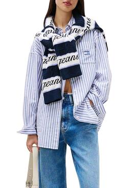 Chemise Tommy Jeans Badge Stripe bleue pour femme