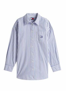 Chemise Tommy Jeans Badge Stripe bleue pour femme