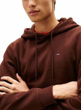 Sweat à capuche basique Tommy Jeans marron pour homme