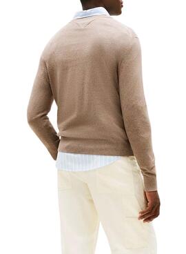 Maillot Tommy Hilfiger col rond beige pour homme