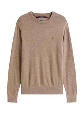Maillot Tommy Hilfiger col rond beige pour homme