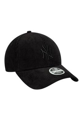 Casquette New Era League Cord 9FORTY noire pour femme