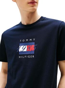 T-shirt Tommy Hilfiger Linear bleue marine pour homme