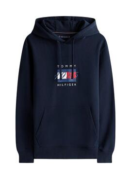 Sweat à capuche Tommy Hilfiger Linear marine pour homme