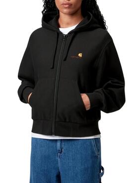 Sweat à capuche zippé Carhartt noir pour femme.