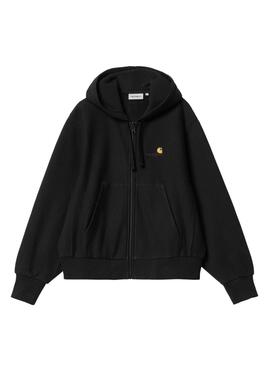 Sweat à capuche zippé Carhartt noir pour femme.