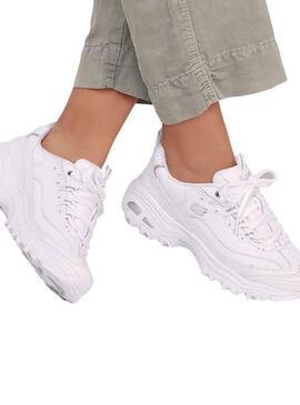 Baskets Skechers D Lites blanches pour femme