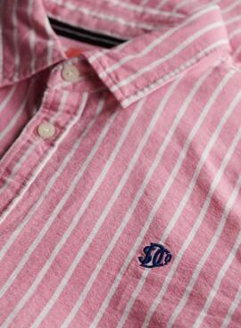 Chemise Superdry Oxford à rayures roses et blanches pour femme