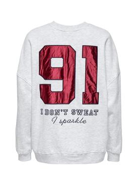 Sudadera Only Rillo rugby gris pour femme