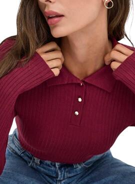 Maillot Only Mila polo grenat pour femme