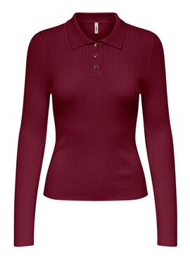 Maillot Only Mila polo grenat pour femme