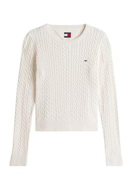 Maillot Tommy Jeans Cable blanc pour femme