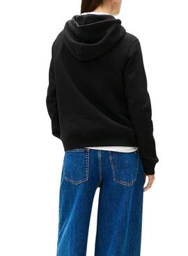 Sweat à capuche Tommy Jeans Linear noir pour femme.