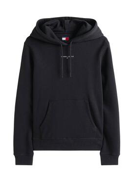Sweat à capuche Tommy Jeans Linear noir pour femme.