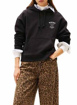 Sweat à capuche Tommy Jeans Western noir pour femme