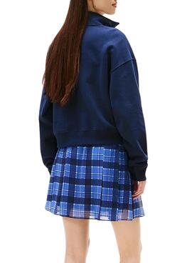 Sweat à capuche Tommy Jeans Boxy bleu pour femme
