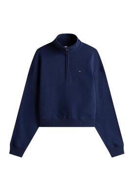 Sweat à capuche Tommy Jeans Boxy bleu pour femme