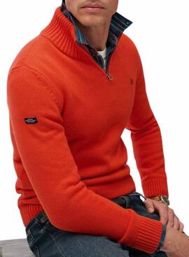 Maillot Superdry Henley orange pour homme
