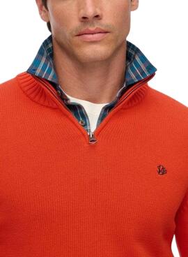 Maillot Superdry Henley orange pour homme